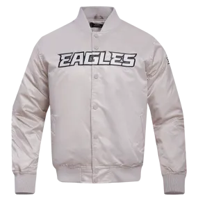 NFL PHILADELPHIA EAGLES BIG LOGO NO FILL MEN'S SATIN JACKET (SILVER)