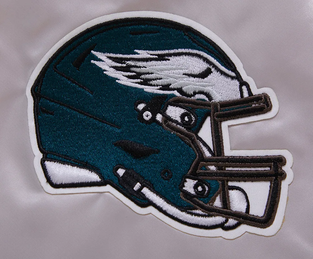 NFL PHILADELPHIA EAGLES BIG LOGO NO FILL MEN'S SATIN JACKET (SILVER)