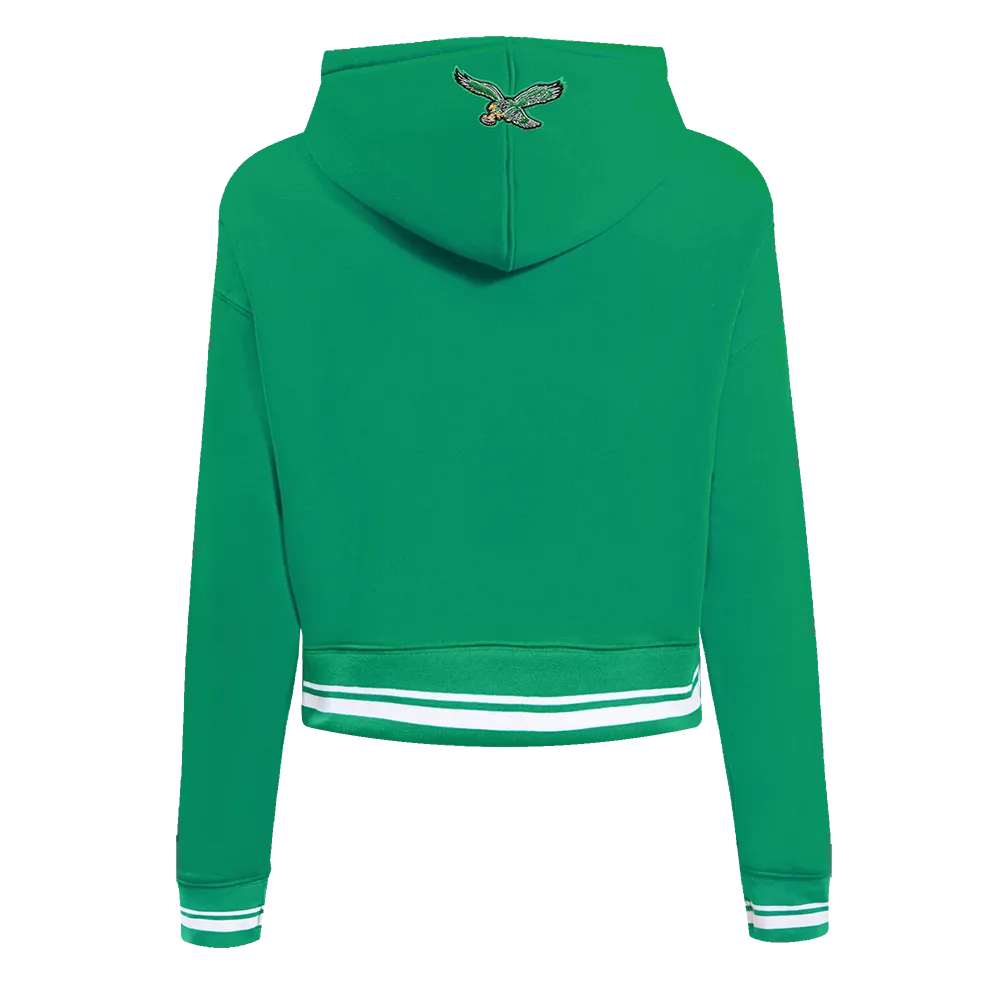 NFL PHILADELPHIA EAGLES RETRO CLASSIC WOMEN'S CROPPED PO HOODIE (KELLY GREEN)