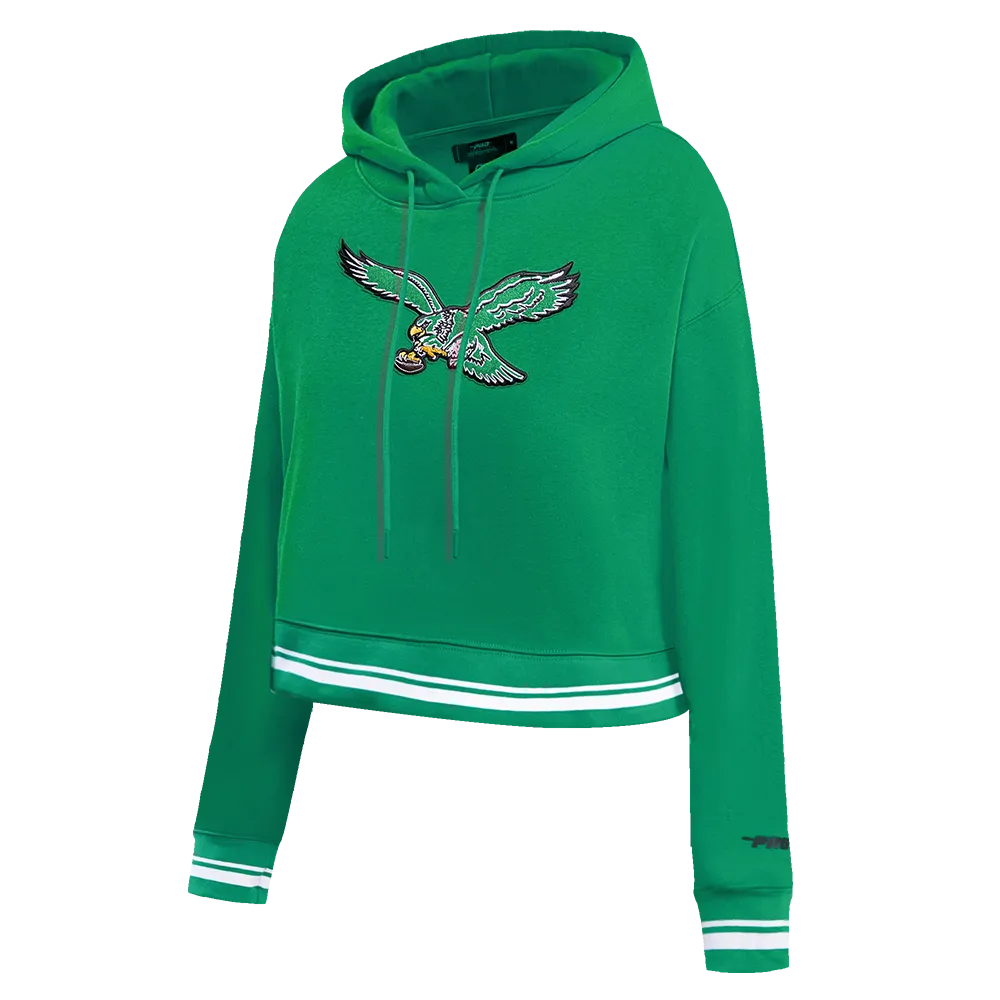 NFL PHILADELPHIA EAGLES RETRO CLASSIC WOMEN'S CROPPED PO HOODIE (KELLY GREEN)