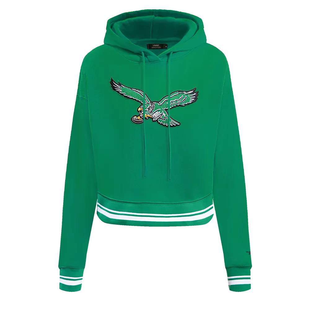NFL PHILADELPHIA EAGLES RETRO CLASSIC WOMEN'S CROPPED PO HOODIE (KELLY GREEN)