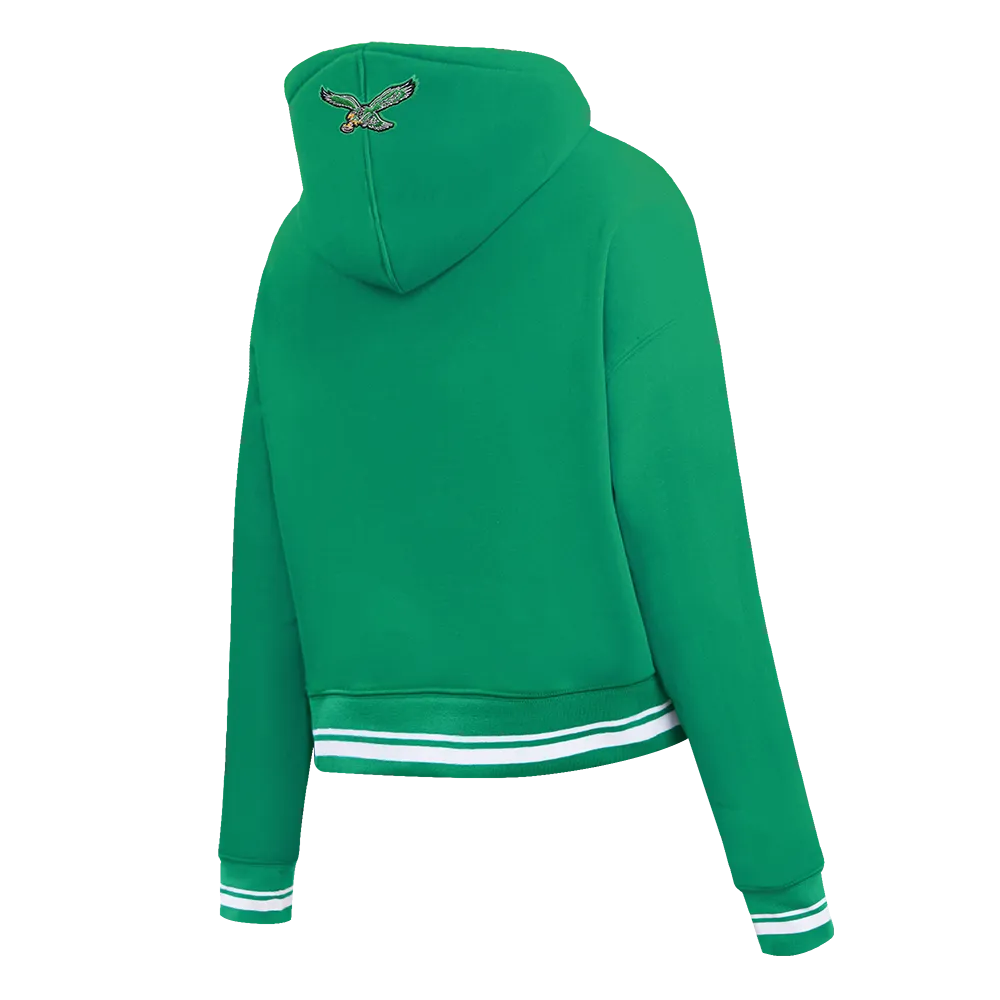 NFL PHILADELPHIA EAGLES RETRO CLASSIC WOMEN'S CROPPED PO HOODIE (KELLY GREEN)