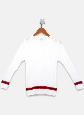Oswal White Boys Pullover