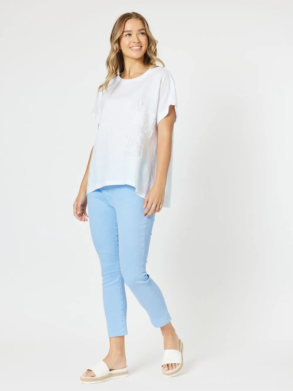 Patch Linen Top - White