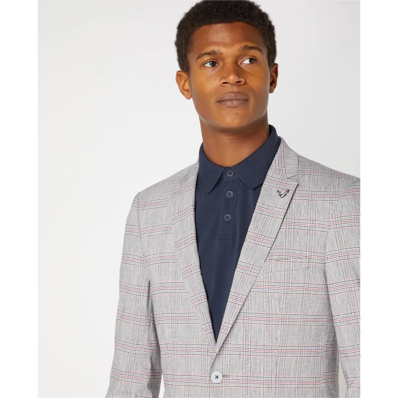 Remus Uomo Men's Slim Fit Linen-Blend Lightweight Stretch Jacket