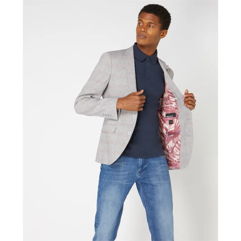 Remus Uomo Men's Slim Fit Linen-Blend Lightweight Stretch Jacket