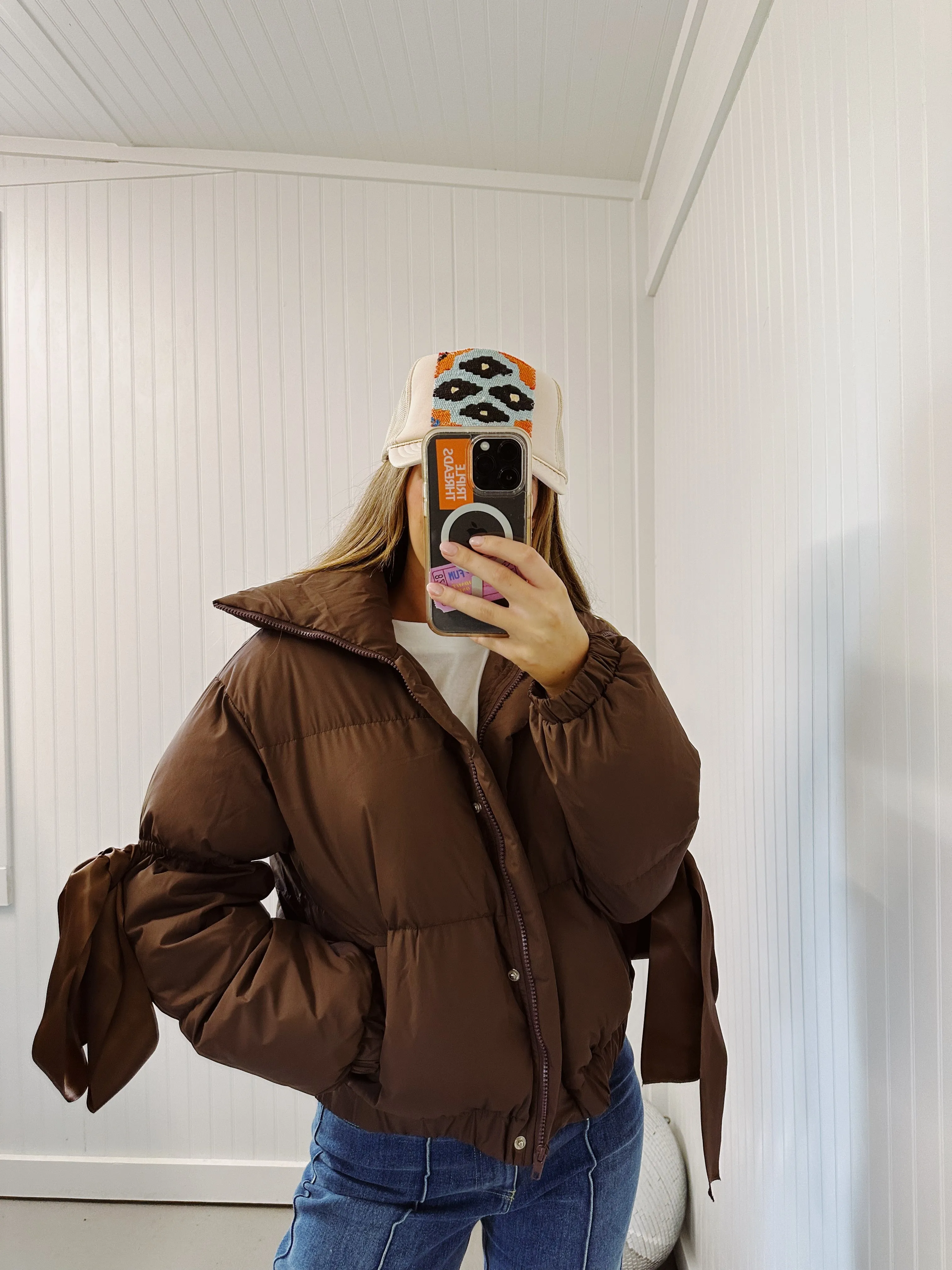 Ribbons & Bows Puffer - Chocolate