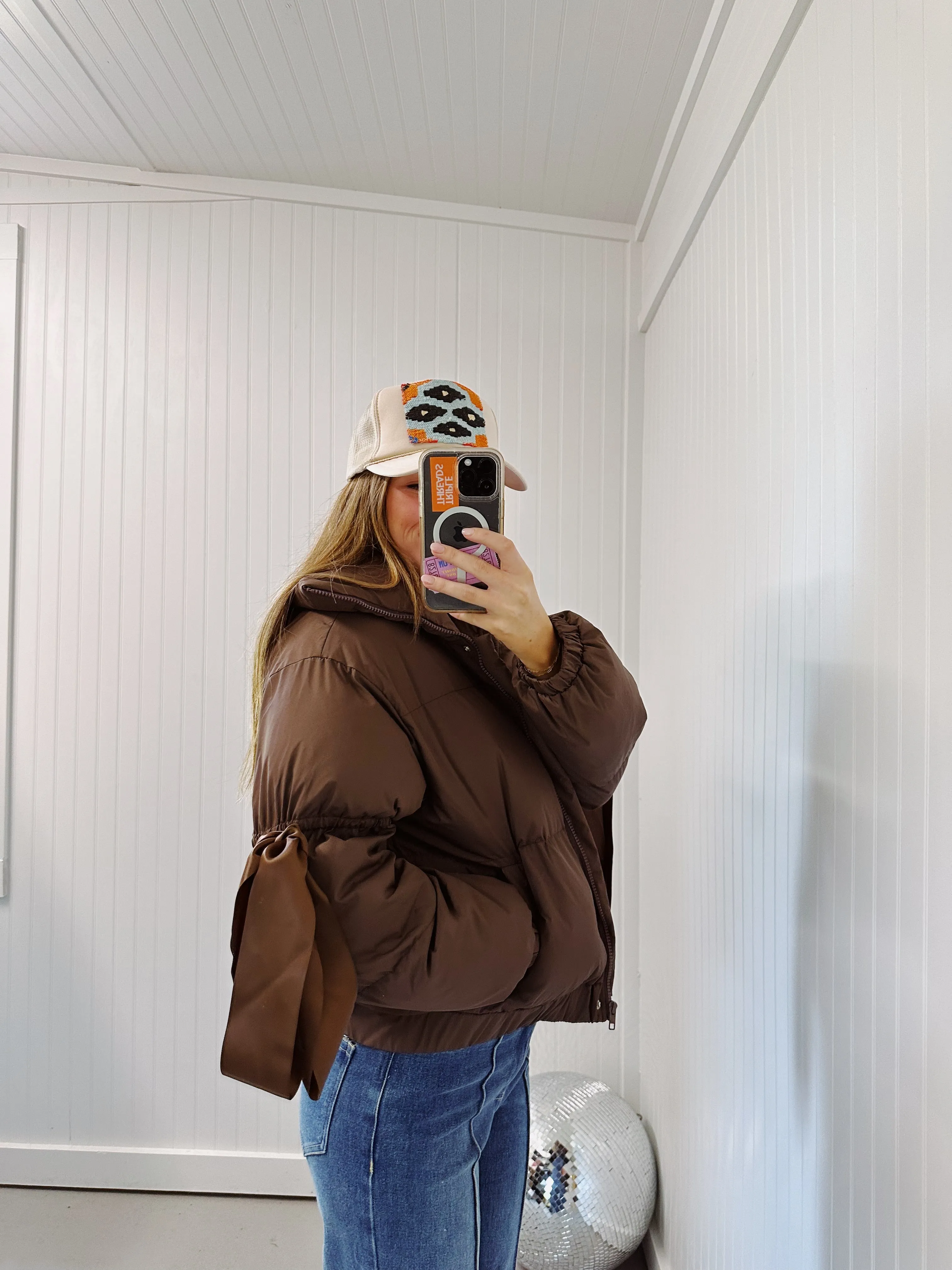 Ribbons & Bows Puffer - Chocolate