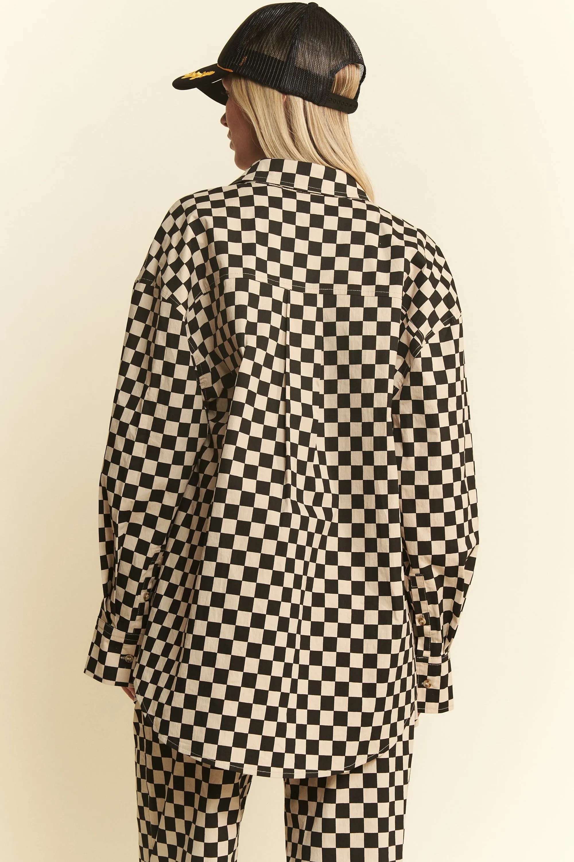SALE* Collared Checkered Button Up Shirt - BLACK/MOCHA