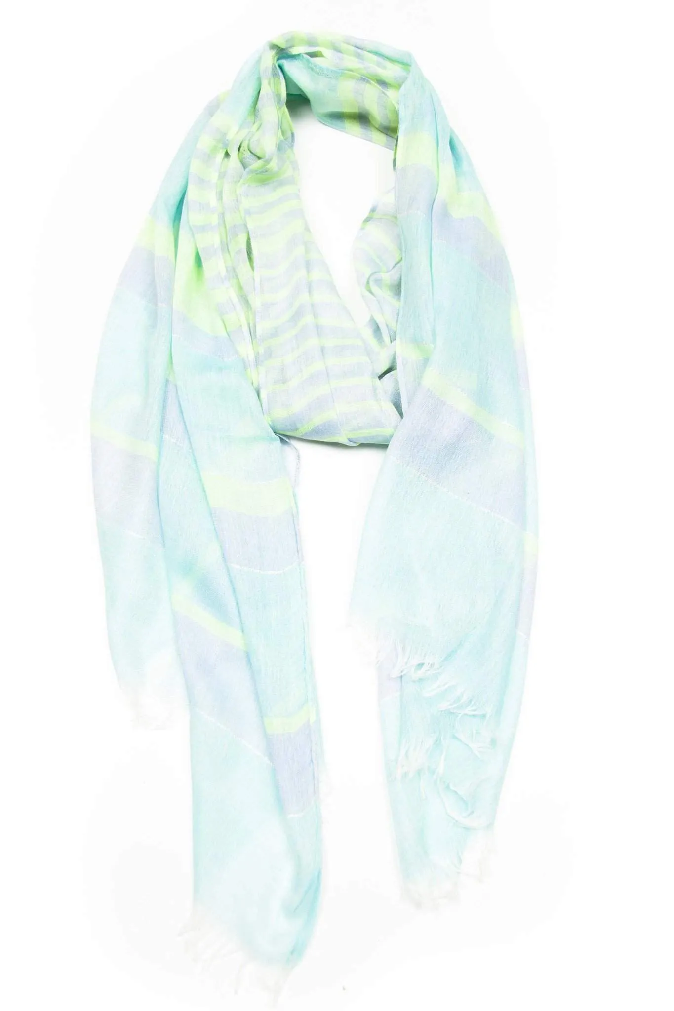Scarf / Light Lime Green & Sky Blue / Unisex