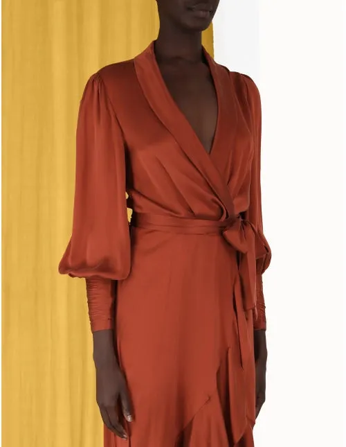 Silk Wrap Midi Dress (Sienna)