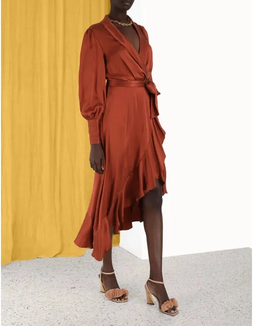 Silk Wrap Midi Dress (Sienna)