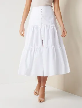 Tammy Tiered Poplin Midi Skirt