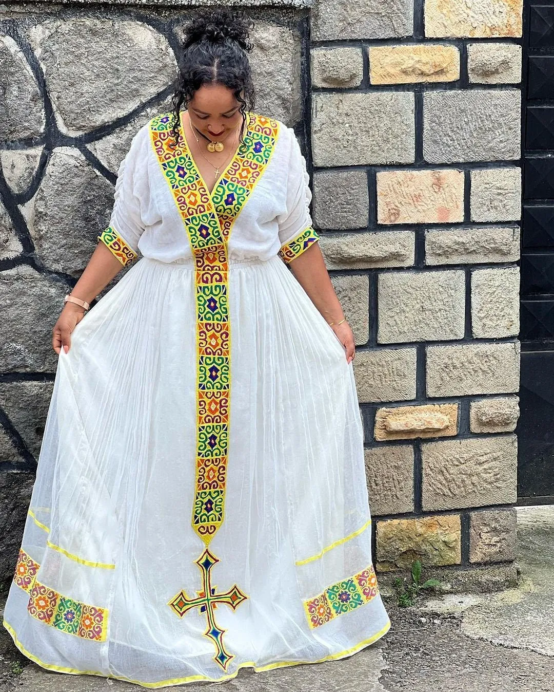 Vibrant Long Tilet Habesha Dress Modern Habesha Kemis Design Habesha Libs es00117