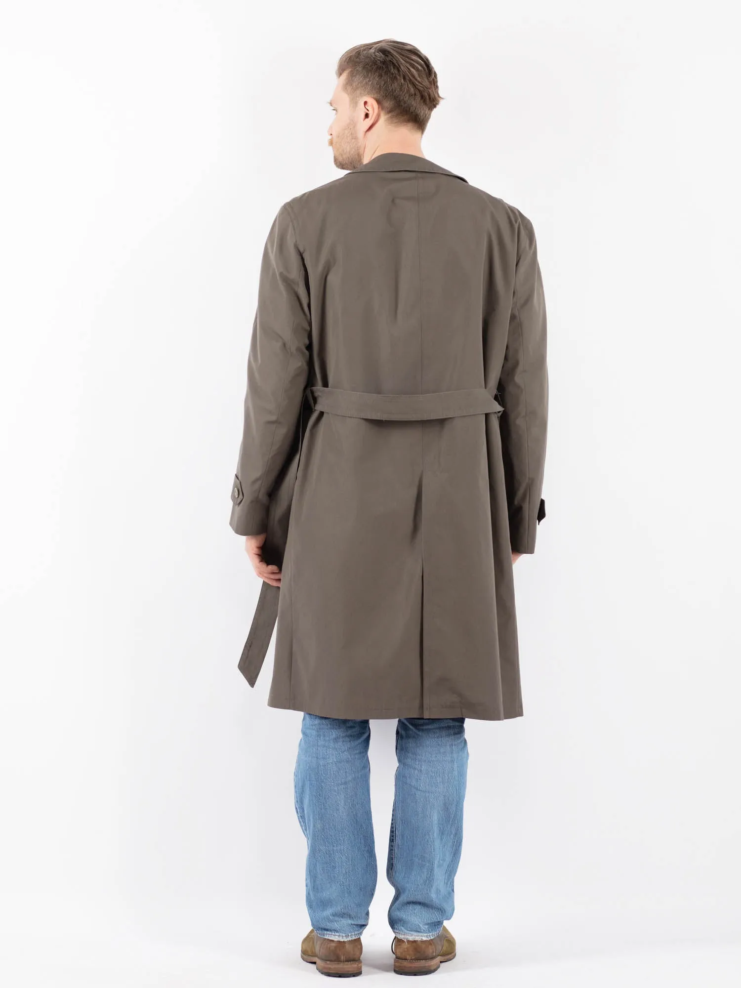 Vintage 70's Men Belted Mac Coat in Khaki