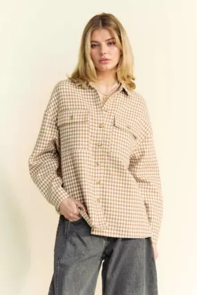 WAFFLE TEXTURED POCKET BUTTON DOWN SHIRT SHACKET