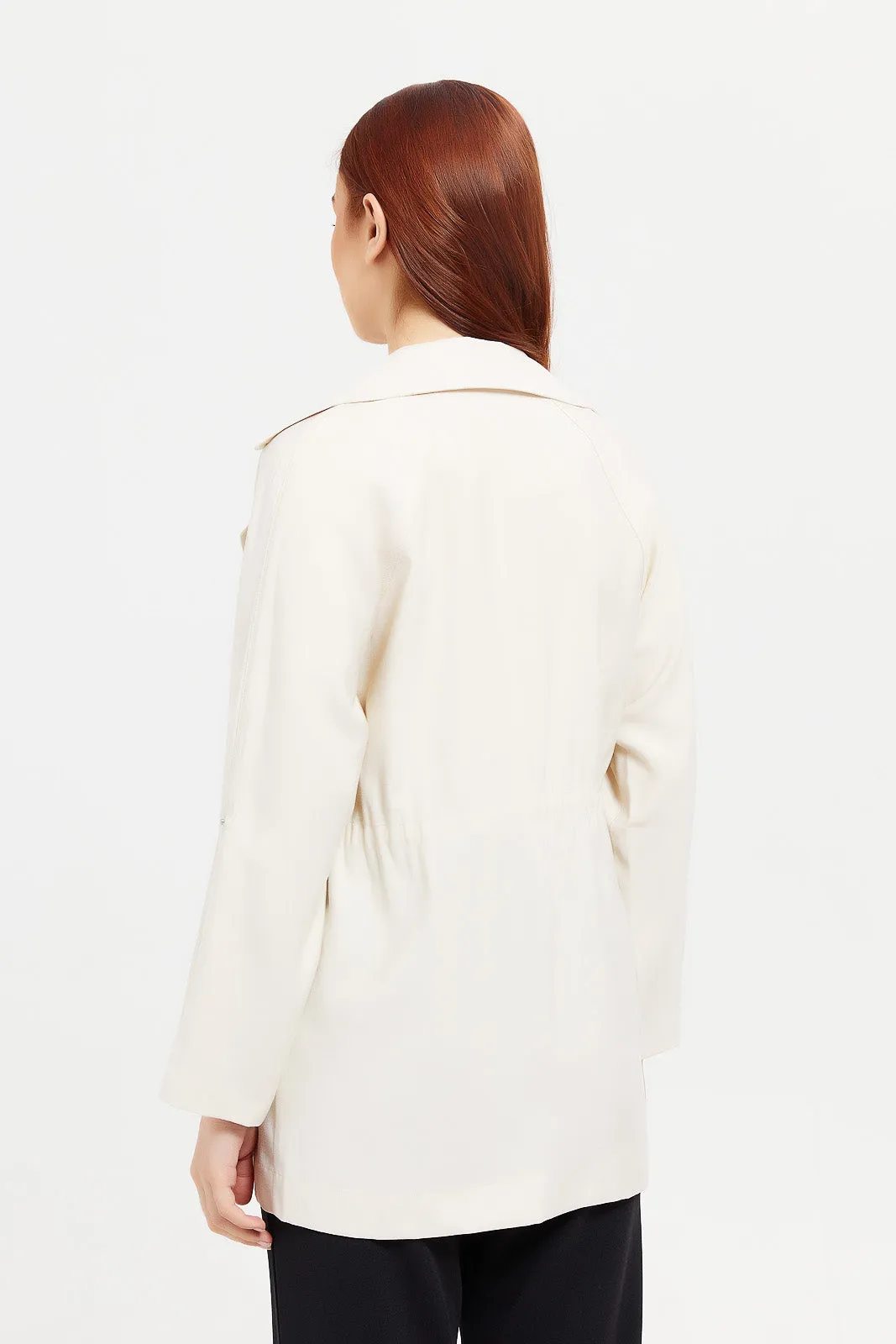 Women Beige Twill Jacket