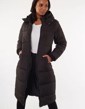Zoe Long Line Puffer- Black